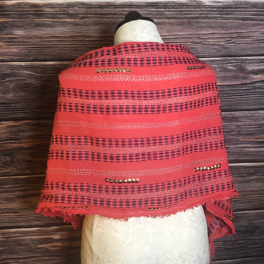 Lovely sequined Fringed Salmon Scarf BoHo Stylish